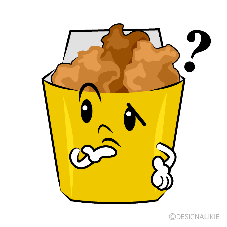 かわいい考える唐揚げイラスト