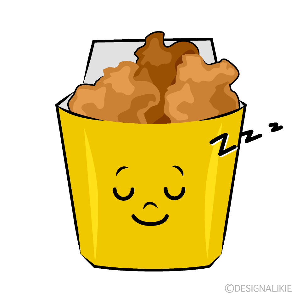 かわいい寝る唐揚げイラスト