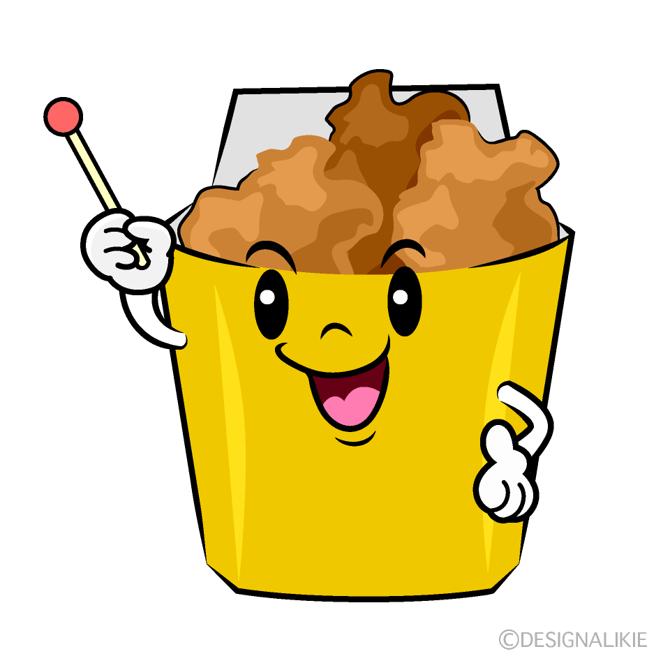 かわいい説明する唐揚げイラスト