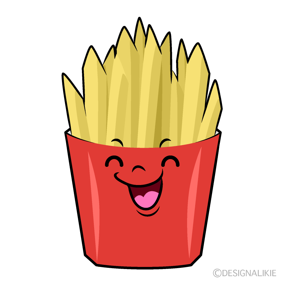 かわいい笑顔のフライドポテトイラスト