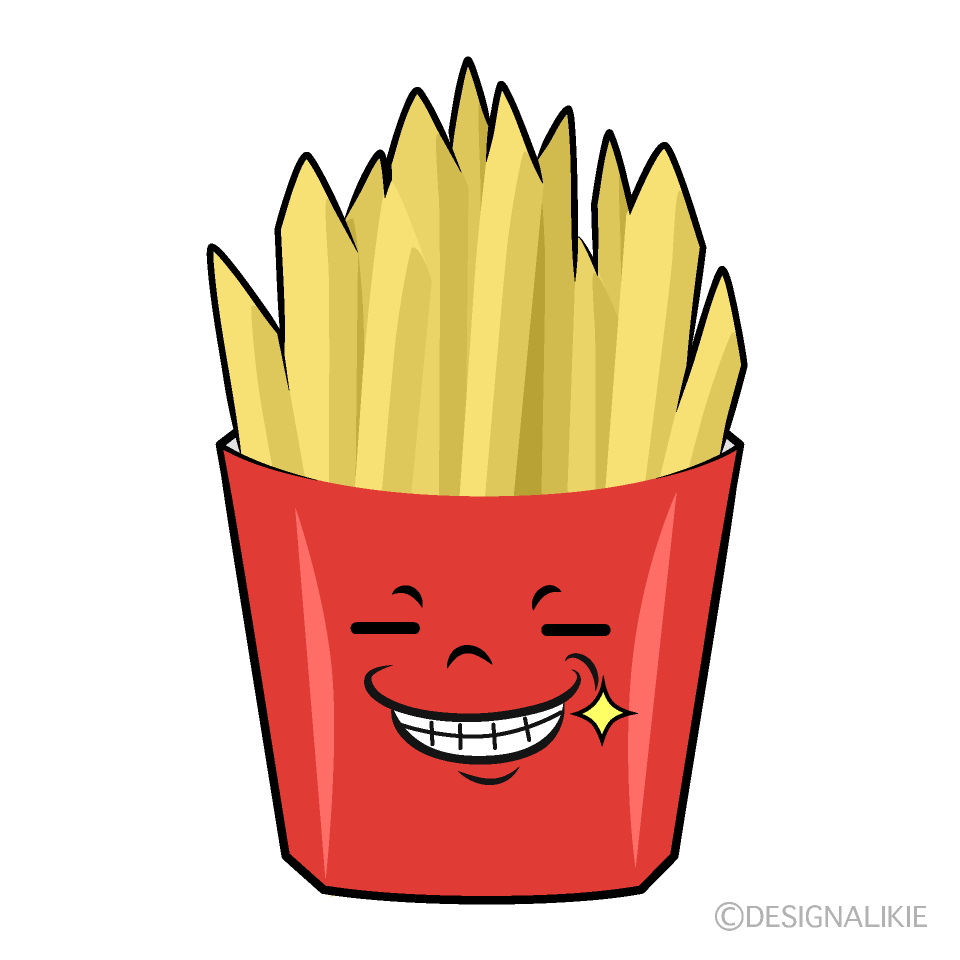 かわいいニヤリとするフライドポテトイラスト