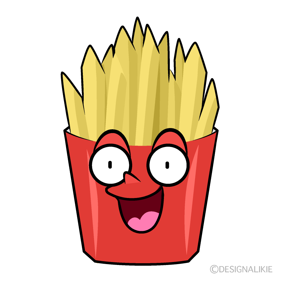 かわいい驚くフライドポテトイラスト