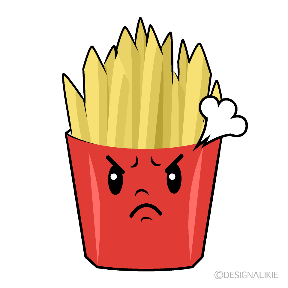 かわいい怒るフライドポテトイラスト