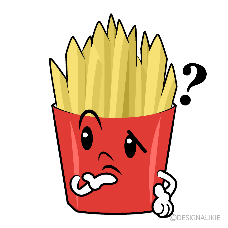 かわいい考えるフライドポテトイラスト