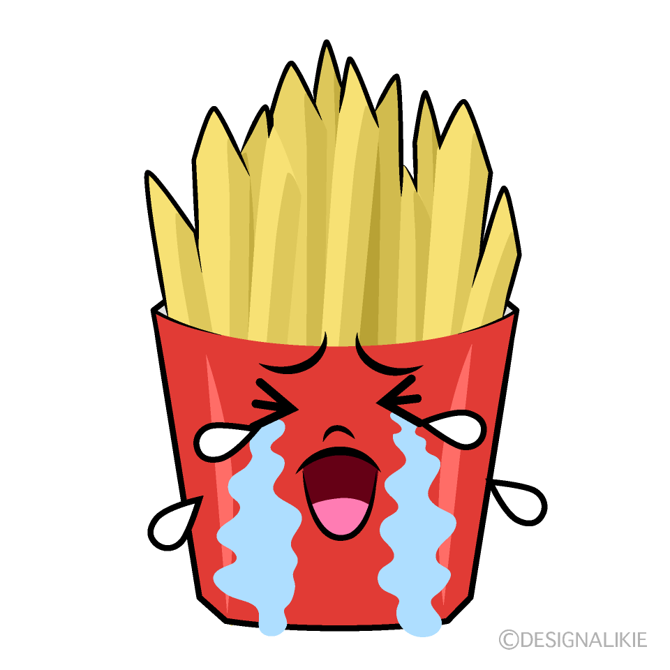 かわいい泣くフライドポテトイラスト