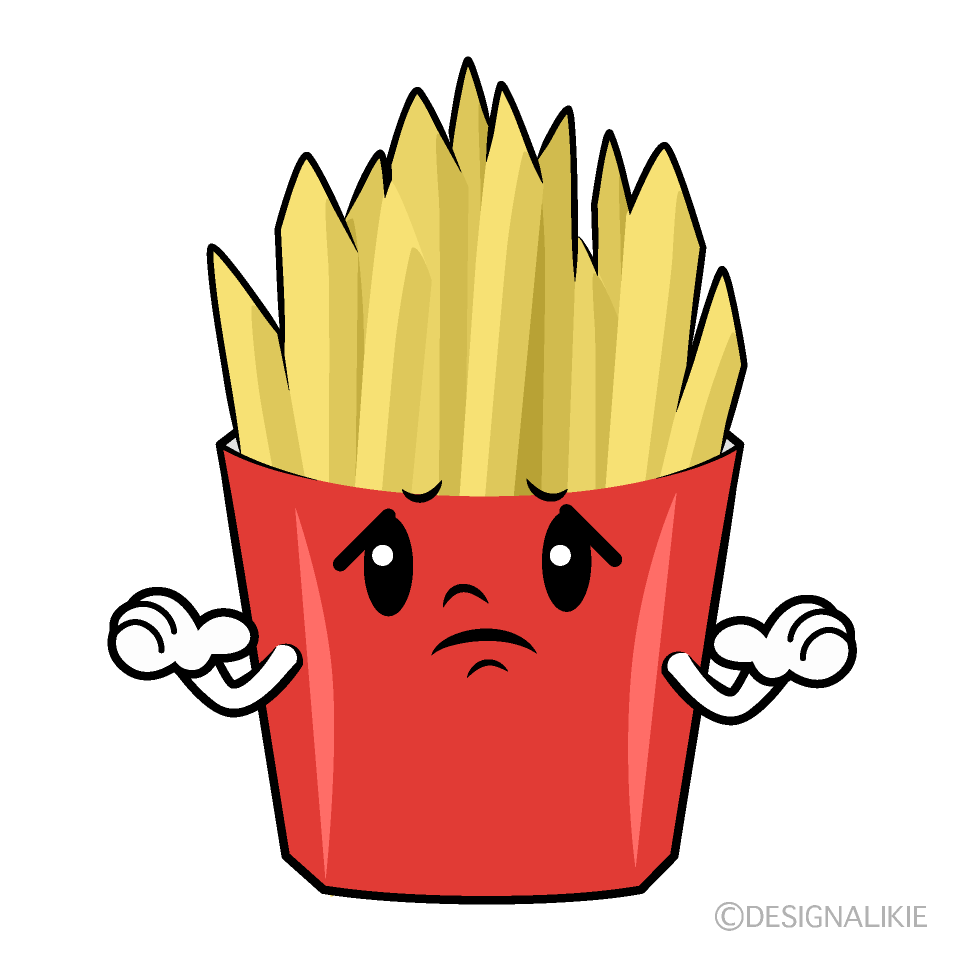 かわいい困るフライドポテトイラスト