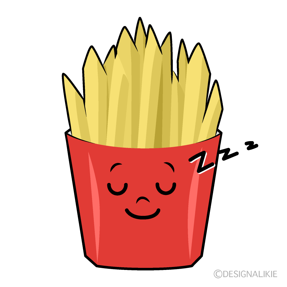かわいい寝るフライドポテトイラスト