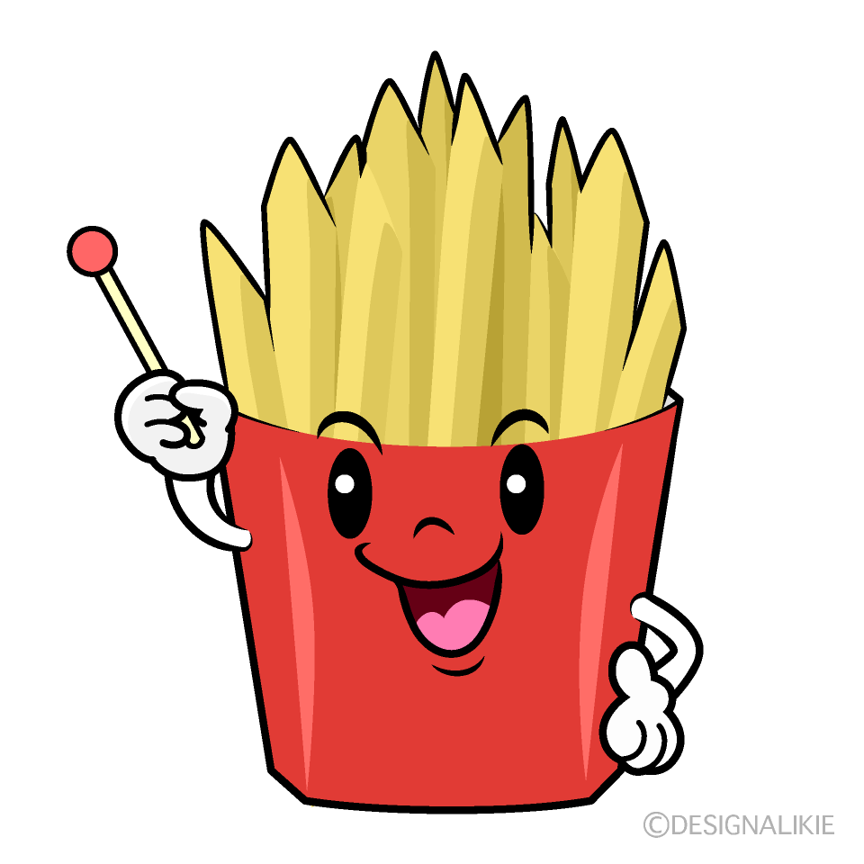 かわいい説明するフライドポテトイラスト