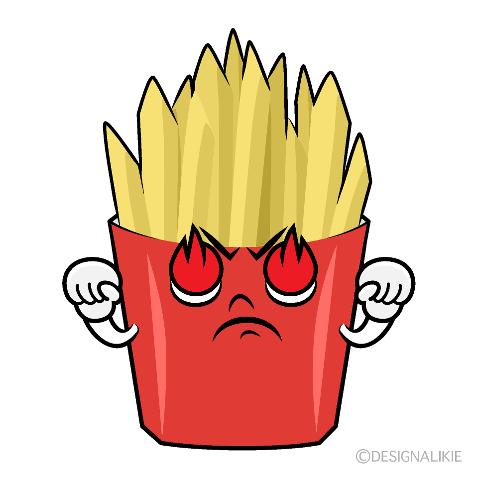 かわいい燃えるフライドポテトイラスト