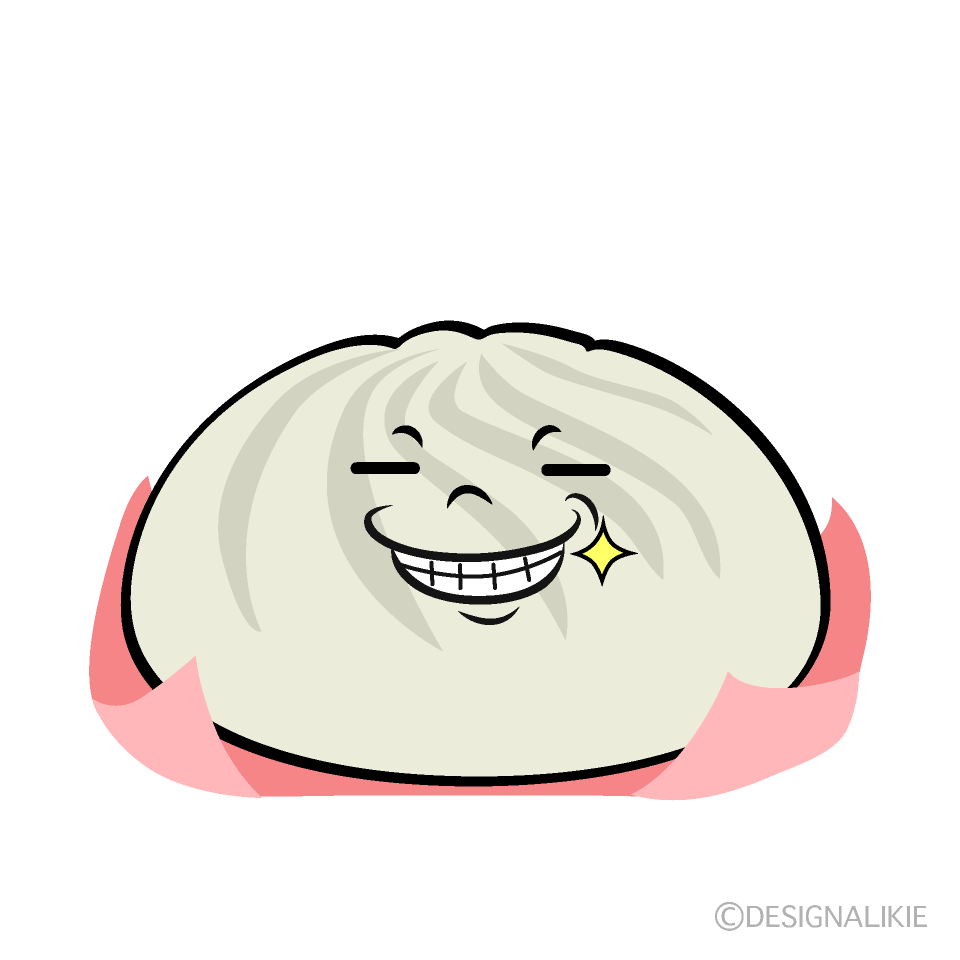 かわいいニヤリとする肉まんイラスト