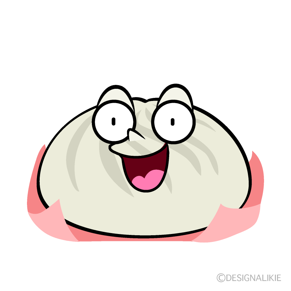 かわいい驚く肉まんイラスト