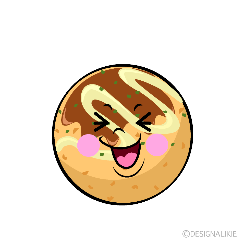 かわいい笑うたこ焼きイラスト