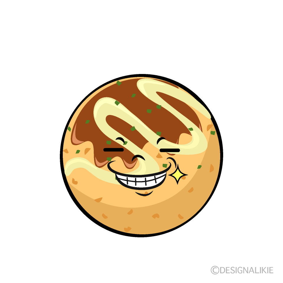 かわいいニヤリとするたこ焼きイラスト