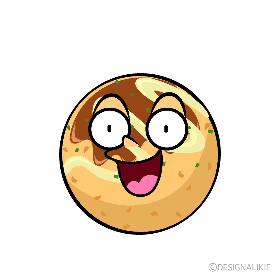 かわいい驚くたこ焼きイラスト