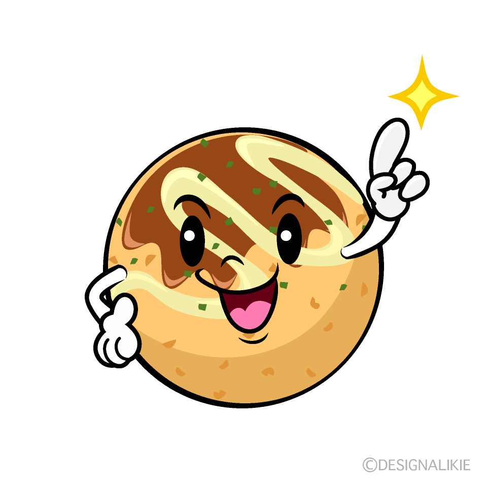 かわいい指差しするたこ焼きイラスト