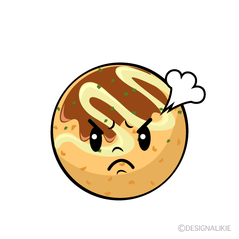 かわいい怒るたこ焼きイラスト