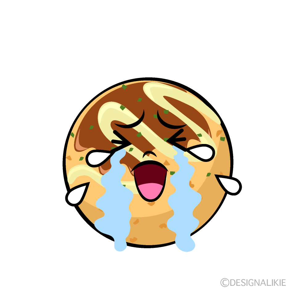 かわいい泣くたこ焼きイラスト