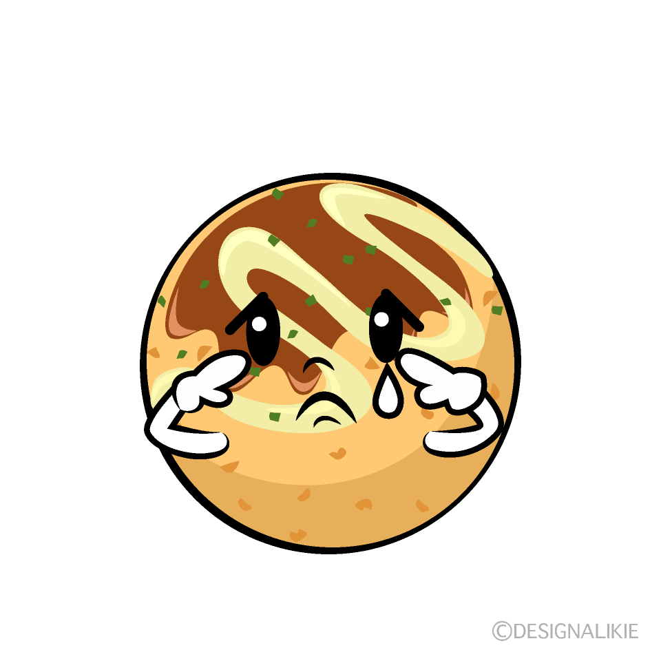 かわいい悲しいたこ焼きイラスト