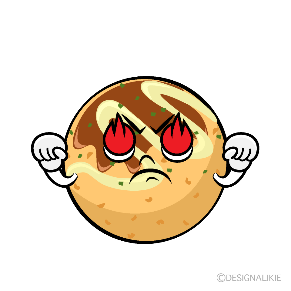 かわいい燃えるたこ焼きイラスト