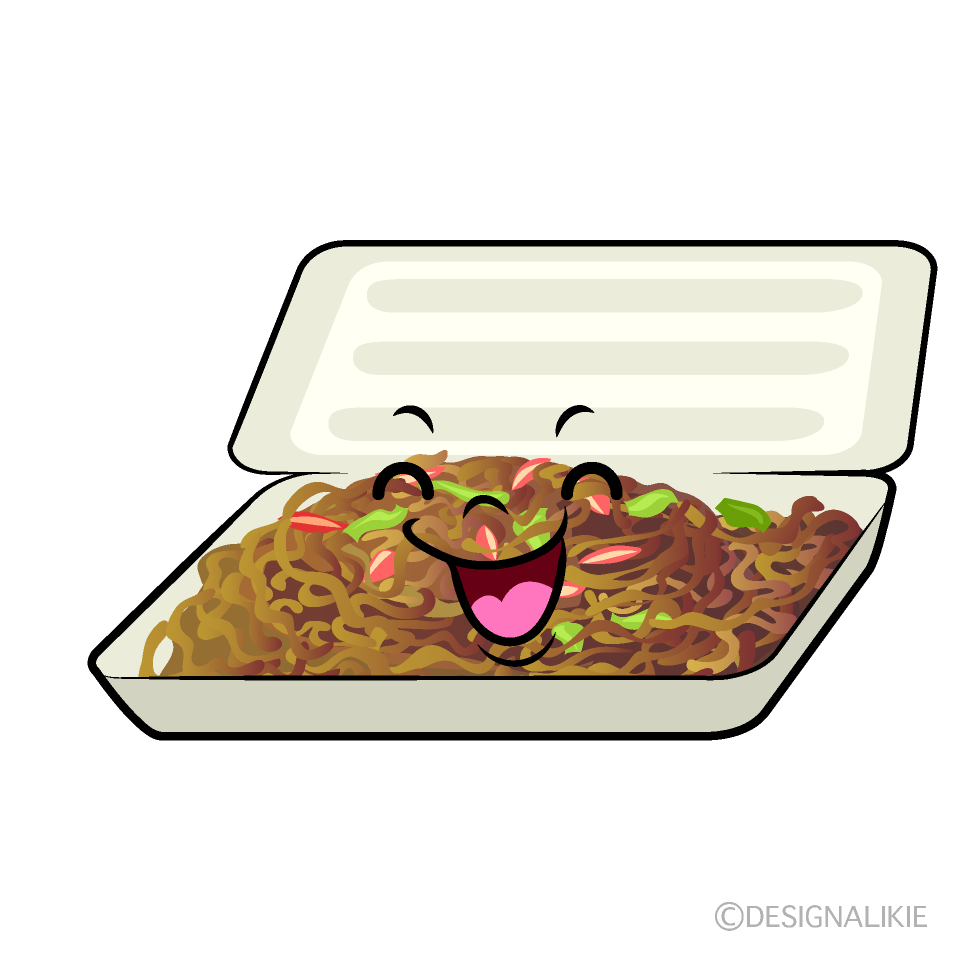 かわいい笑顔の焼きそばイラスト