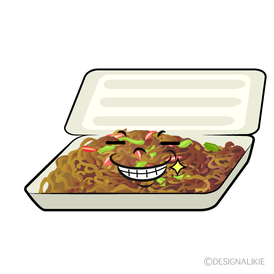 かわいいニヤリとする焼きそばイラスト
