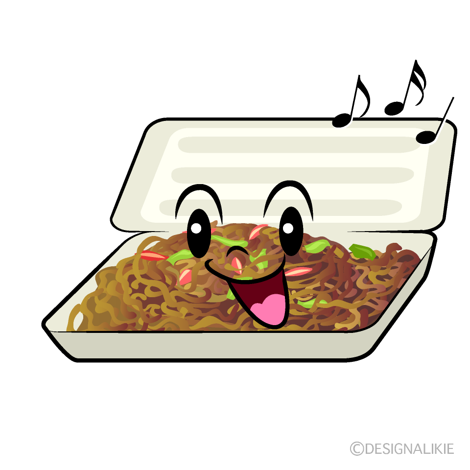 かわいい歌う焼きそばイラスト