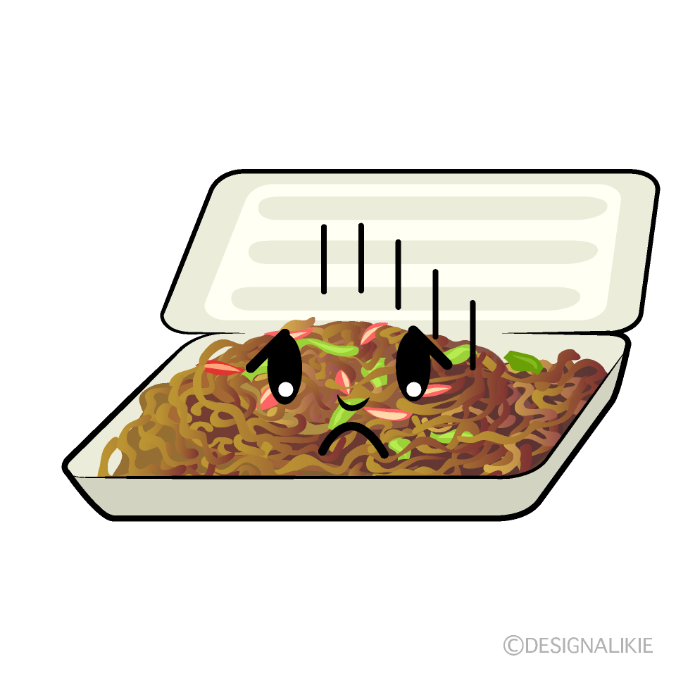 かわいいお辞儀する焼きそばイラスト