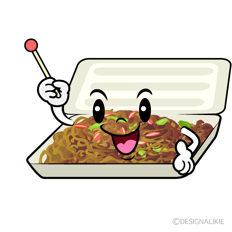 かわいい説明する焼きそばイラスト