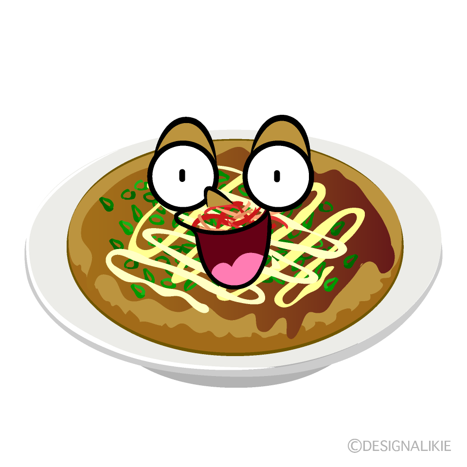 かわいい驚くお好み焼きイラスト