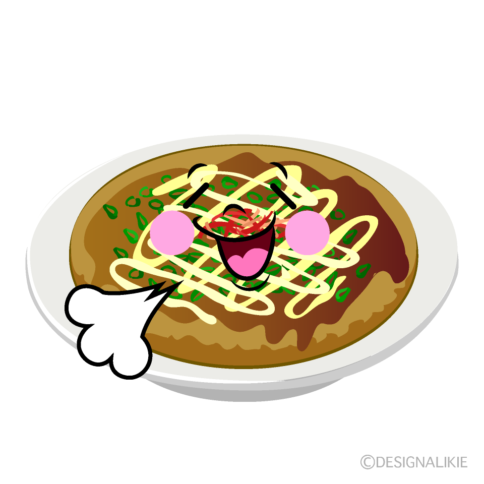 かわいいほっとするお好み焼きイラスト