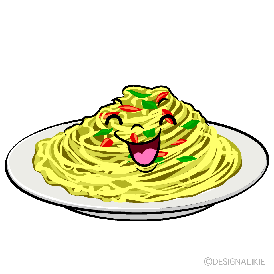 かわいい笑顔のパスタイラスト