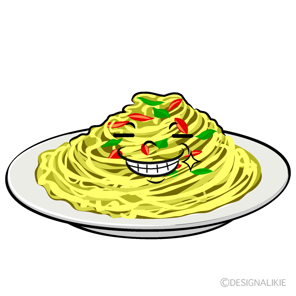 かわいいニヤリとするパスタイラスト