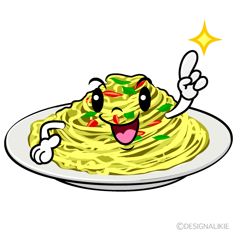 かわいい指差しするパスタイラスト