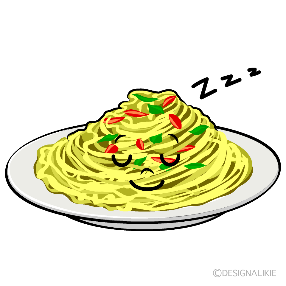 かわいい寝るパスタイラスト
