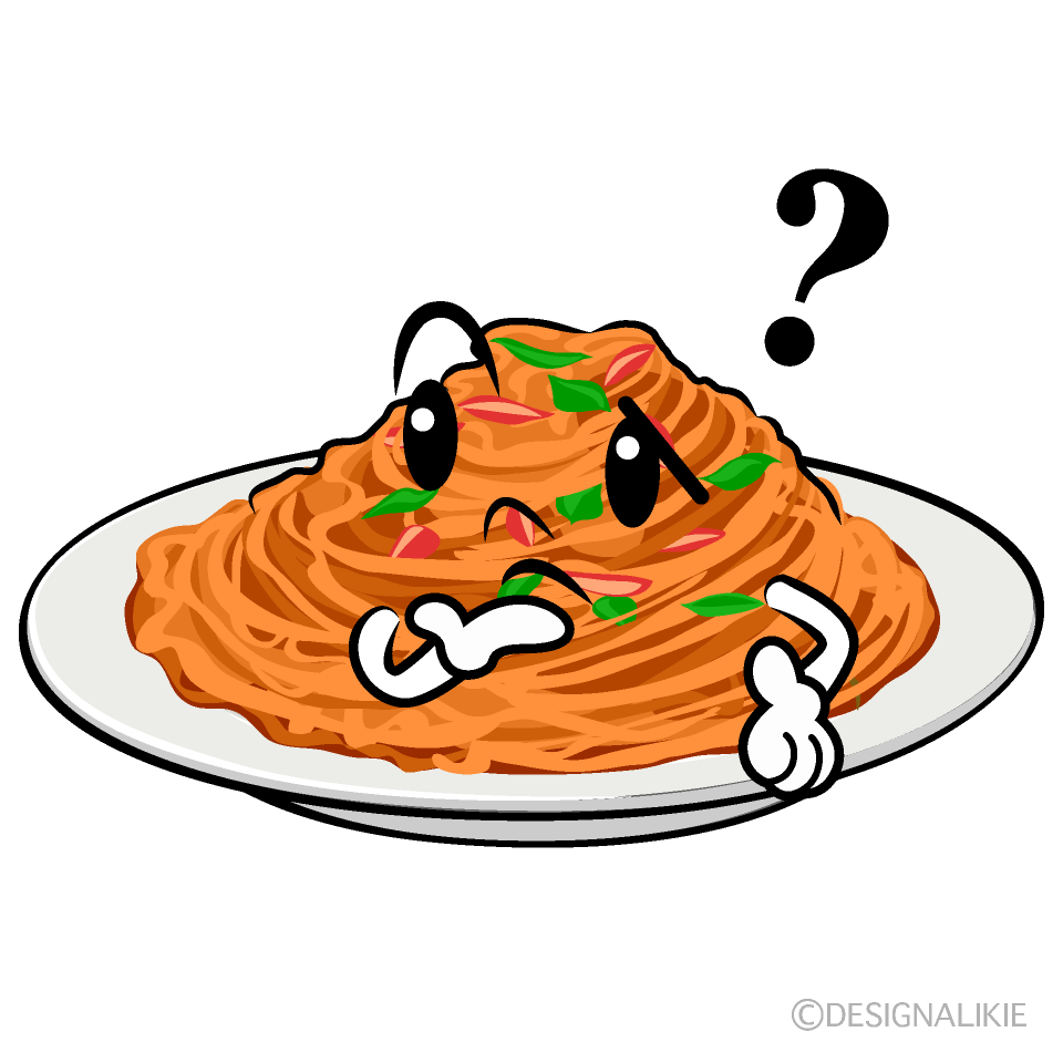 かわいい考えるナポリタンイラスト