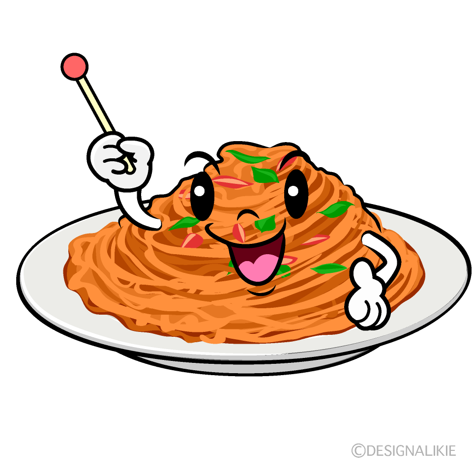 かわいい説明するナポリタンイラスト