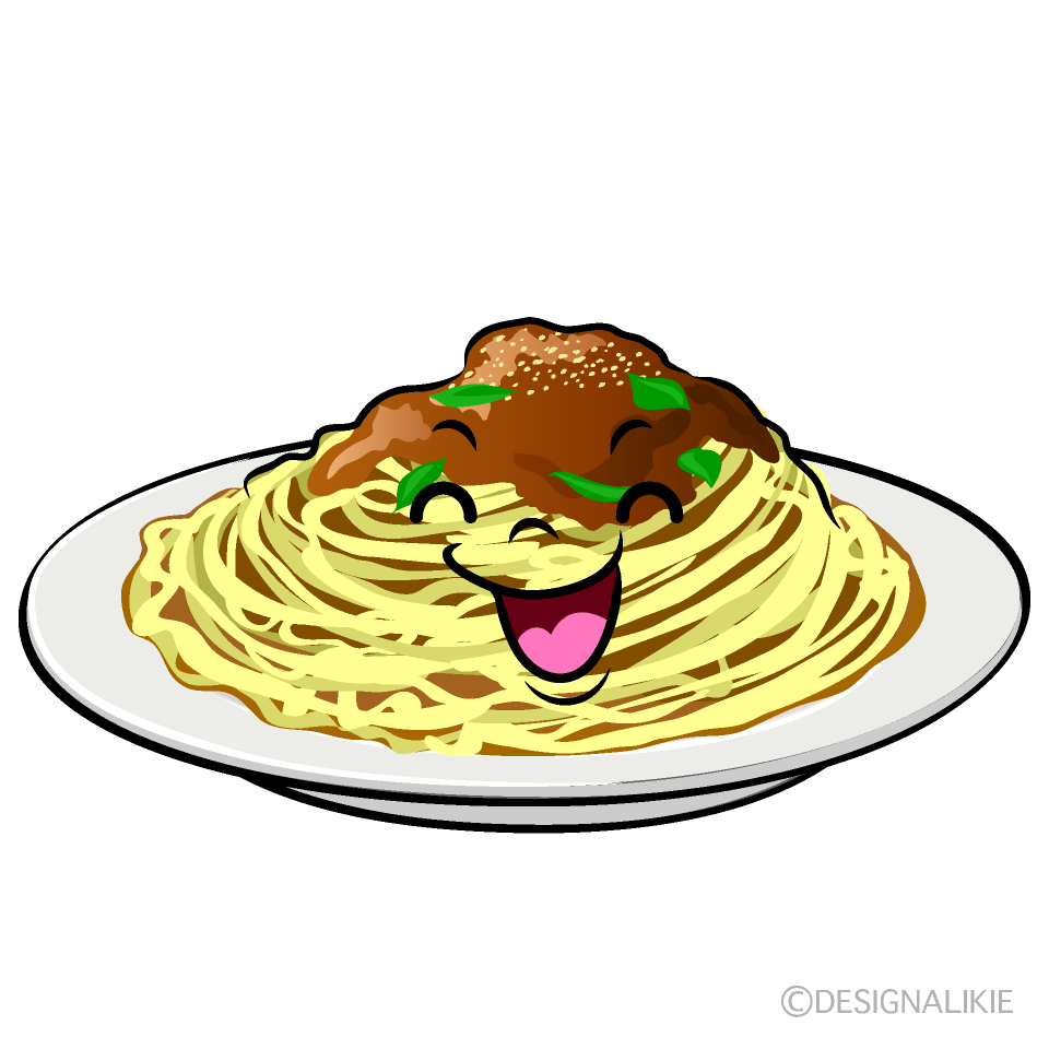 かわいい笑顔のスパゲッティイラスト