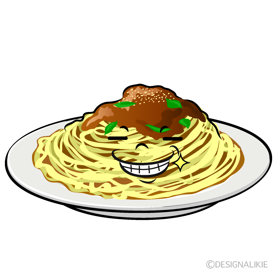 かわいいニヤリとするスパゲッティイラスト