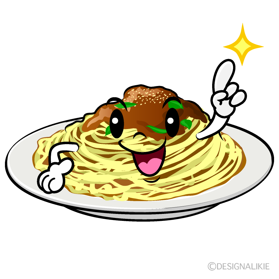 かわいい指差しするスパゲッティイラスト