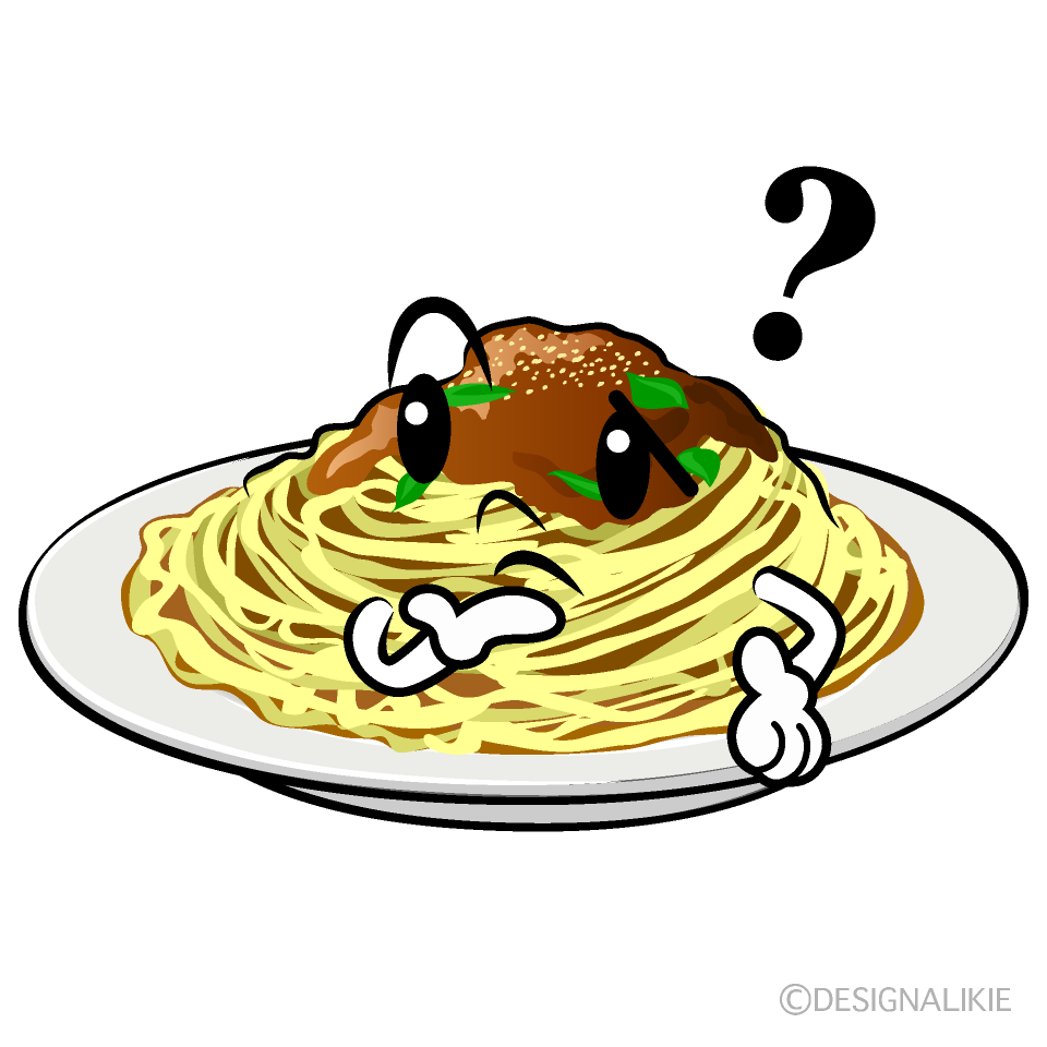 かわいい考えるスパゲッティイラスト