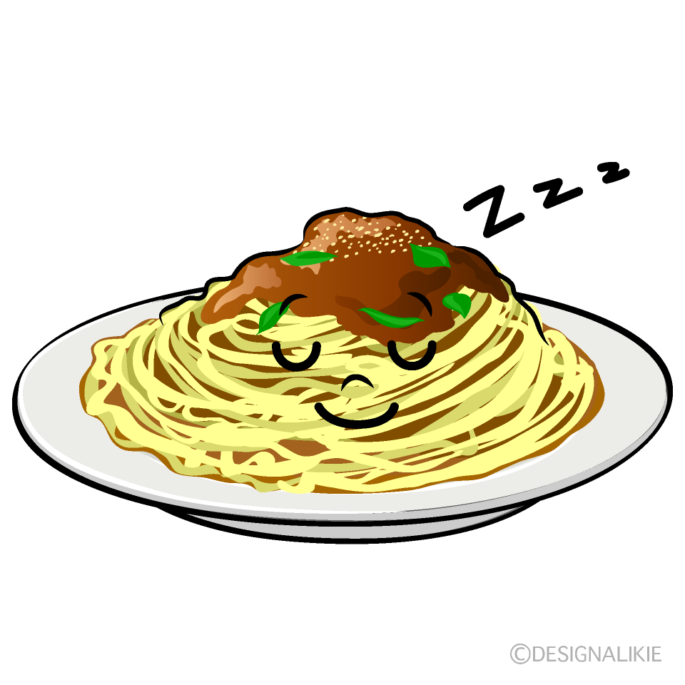 かわいい寝るスパゲッティイラスト