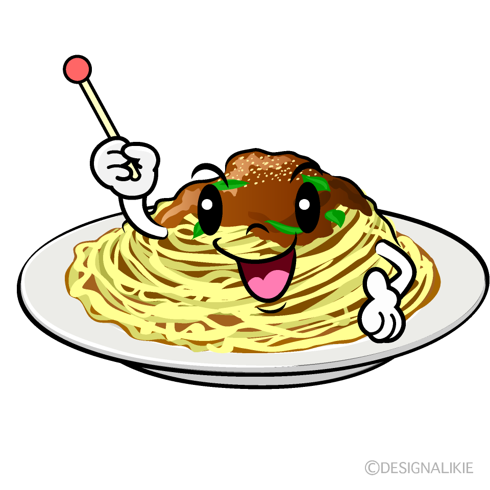 かわいい説明するスパゲッティイラスト