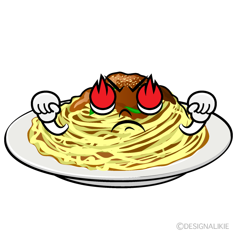 かわいい燃えるスパゲッティイラスト