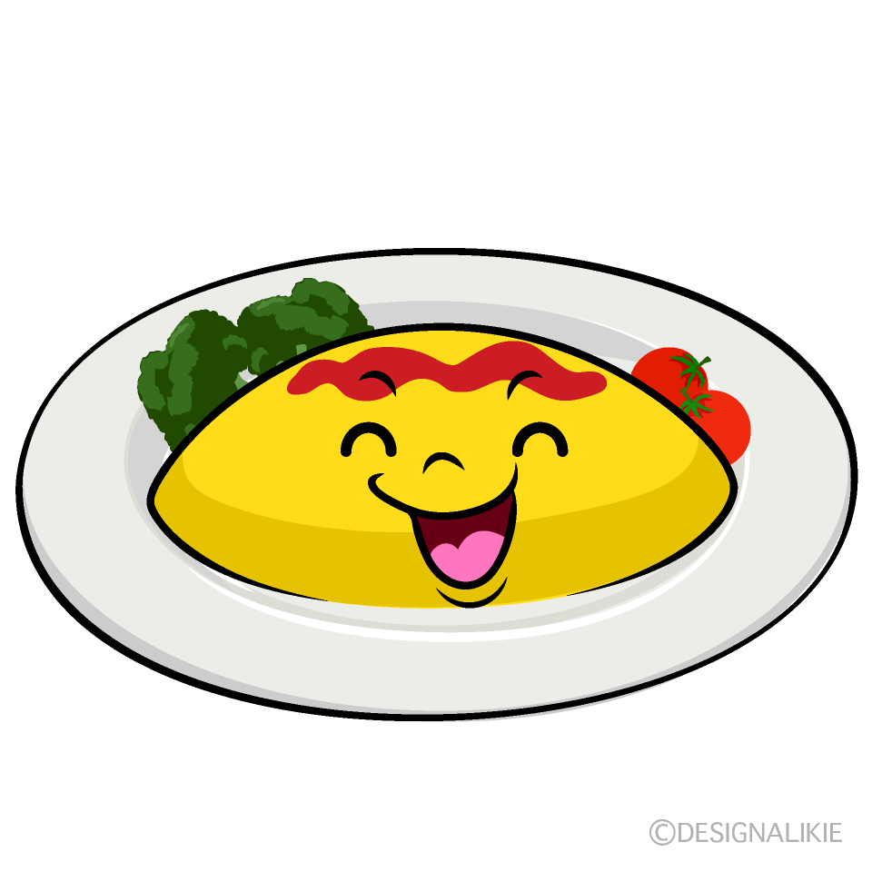 かわいい笑顔のオムライスイラスト