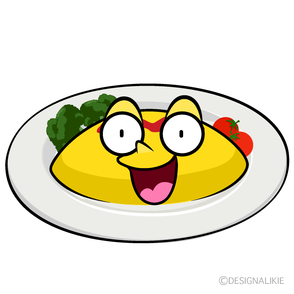 Cute Surprised Omelette Rice Clipart