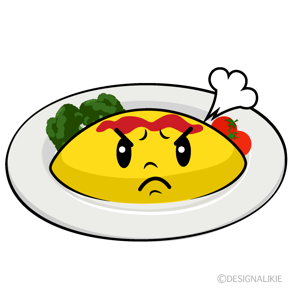 かわいい怒るオムライスイラスト