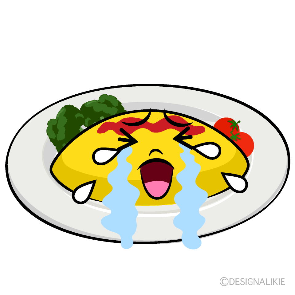 かわいい泣くオムライスイラスト