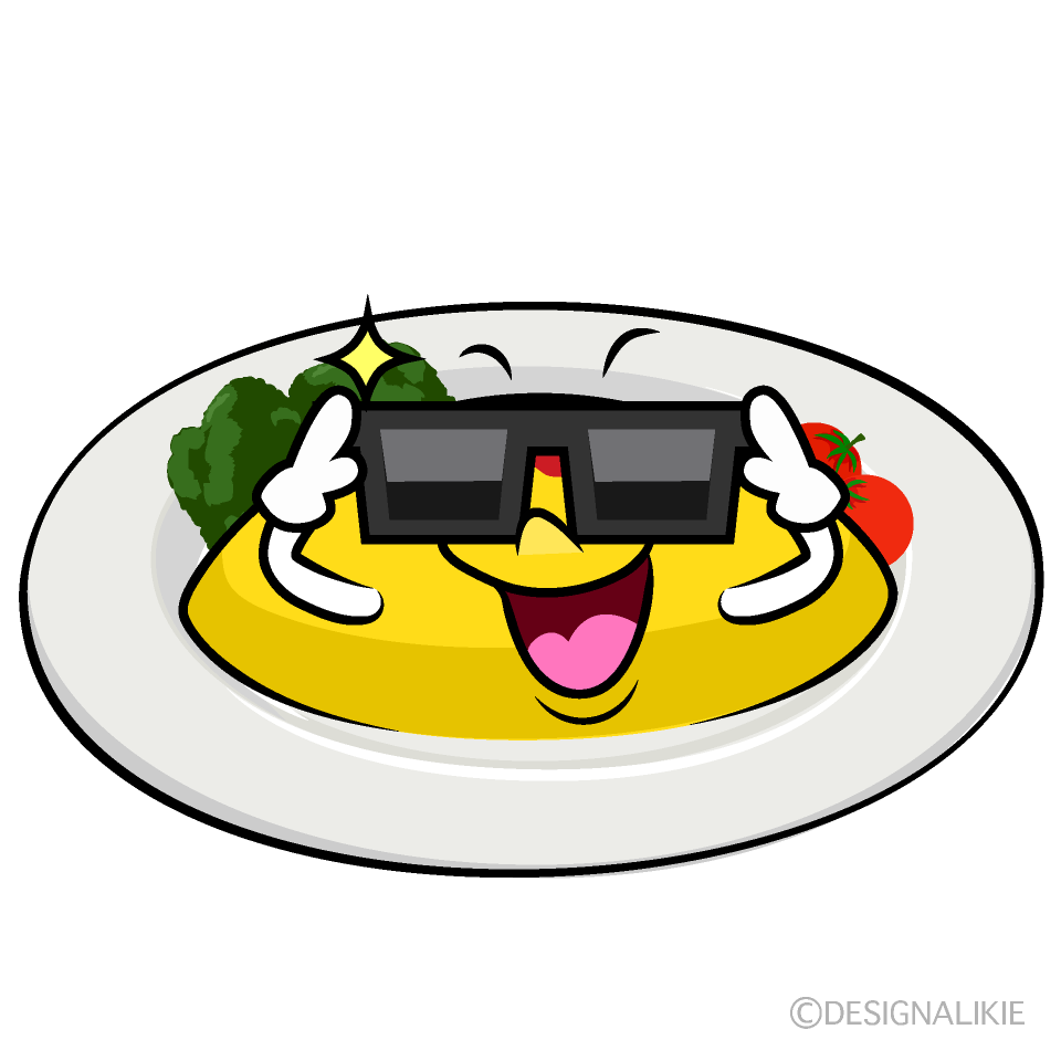 かわいいサングラスのオムライスイラスト