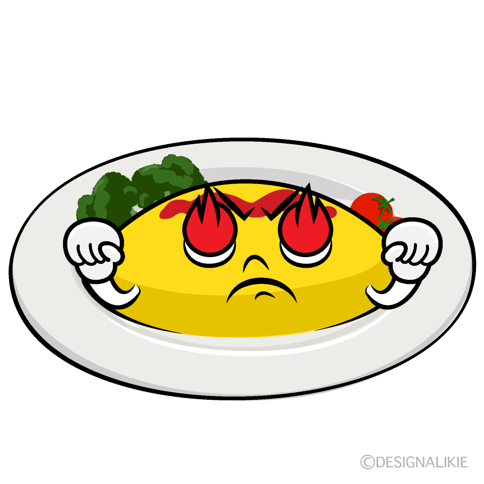 かわいい燃えるオムライスイラスト