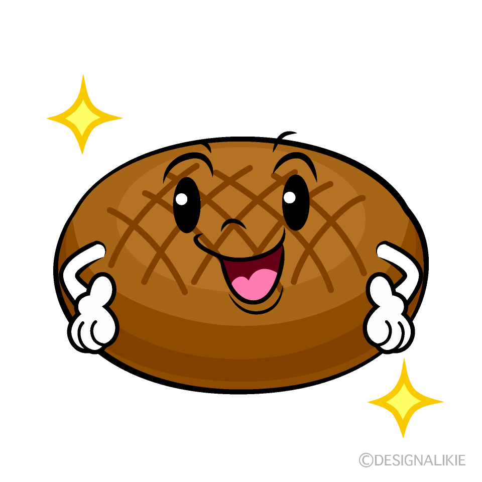 かわいいポーズするハンバーグイラスト